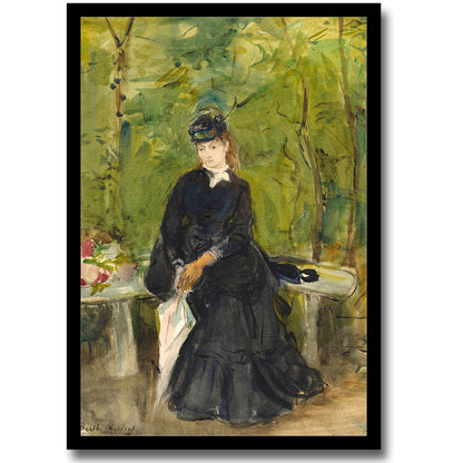The Artist's Sister Edma Seated in a Park (1864) by Berthe Morisot - Buy Print Only or Mounted with Choice of Accent Color