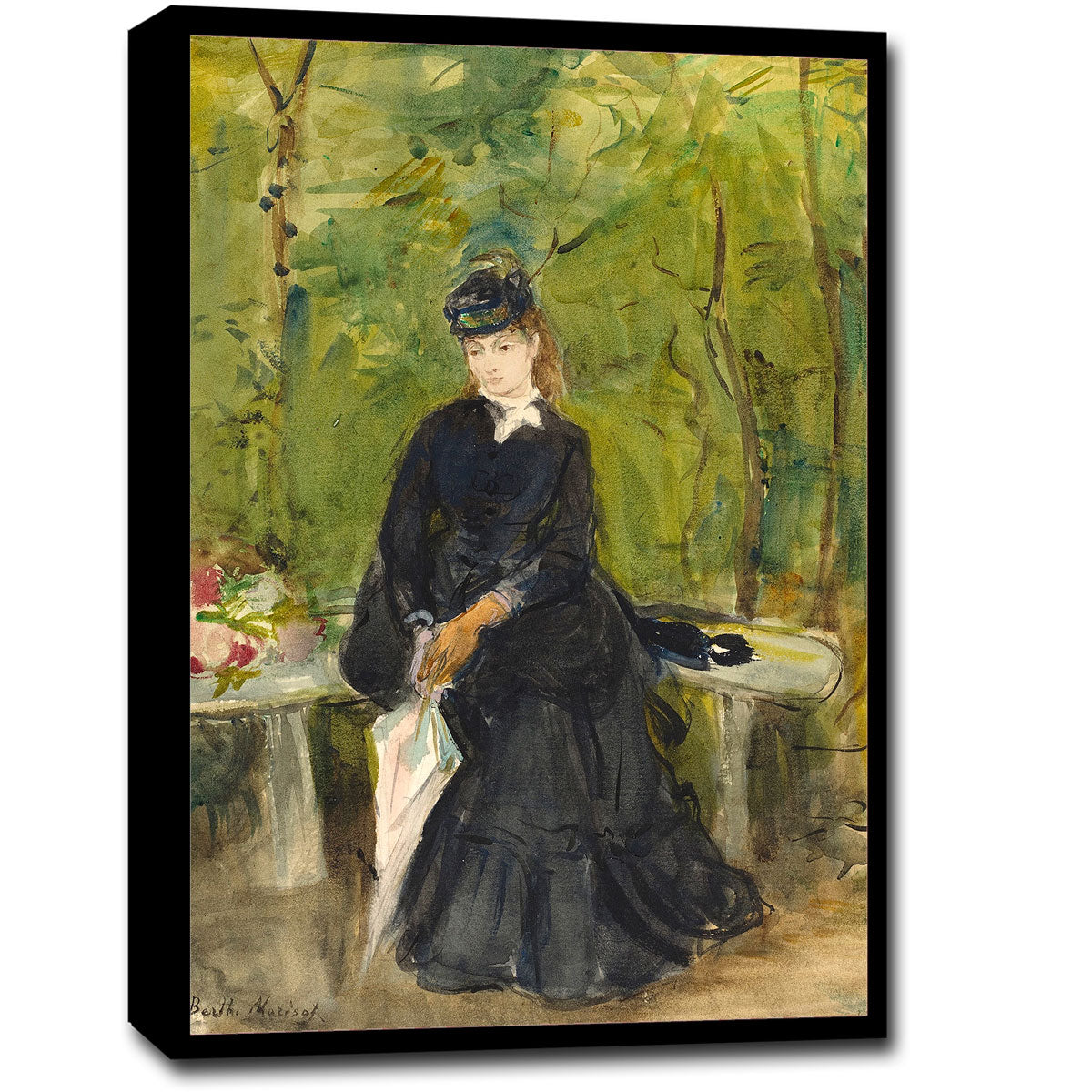 The Artist's Sister Edma Seated in a Park (1864) by Berthe Morisot - Buy Print Only or Mounted with Choice of Accent Color