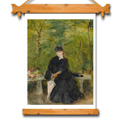The Artist's Sister Edma Seated in a Park (1864) by Berthe Morisot - Buy Print Only or Mounted with Choice of Accent Color