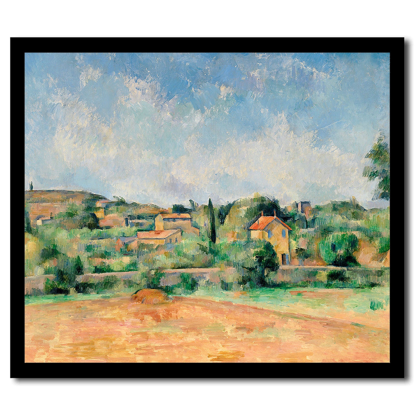 The Bellevue Plain, also called The Red Earth by Paul Cezanne - Buy Print Only or Mounted with Choice of Accent Color