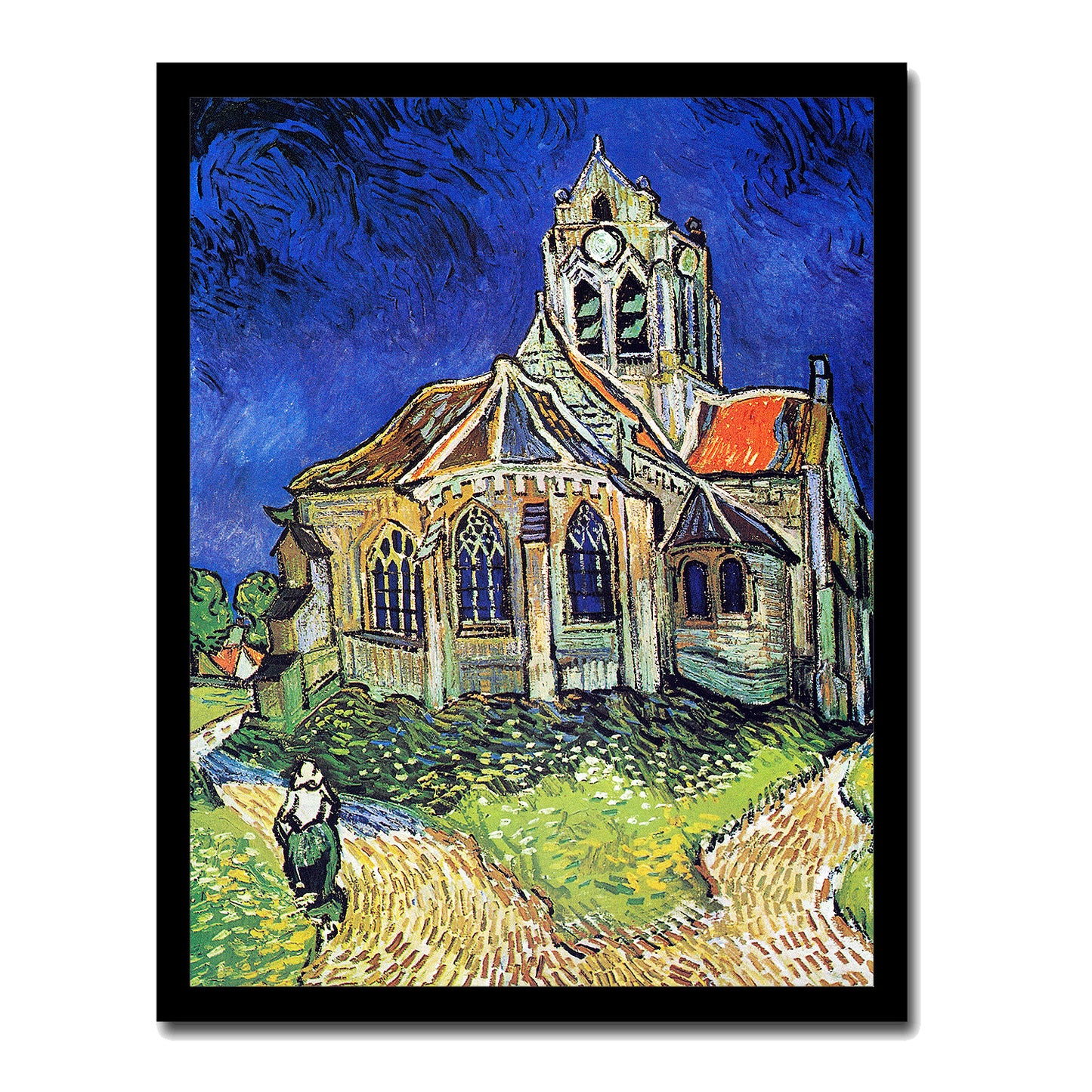 The Church at Auvers (1890) by Vincent Van Gogh - Buy Print Only or Mounted with Choice of Accent Color