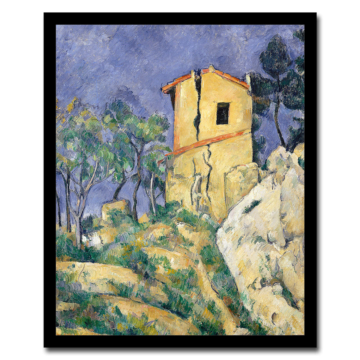 The House with the Cracked Walls by Paul Cezanne - Buy Print Only or Mounted with Choice of Accent Color
