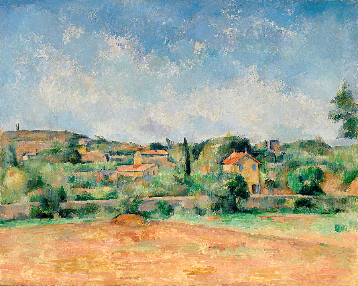 The Bellevue Plain, also called The Red Earth by Paul Cezanne - Buy Print Only or Mounted with Choice of Accent Color