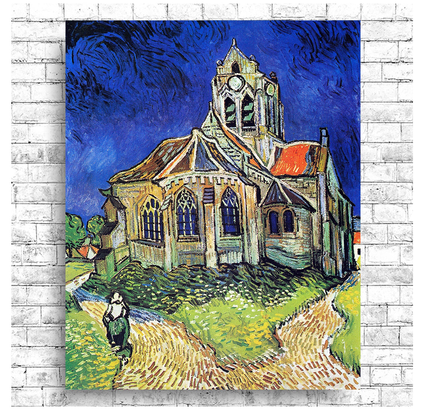 The Church at Auvers (1890) by Vincent Van Gogh - Buy Print Only or Mounted with Choice of Accent Color