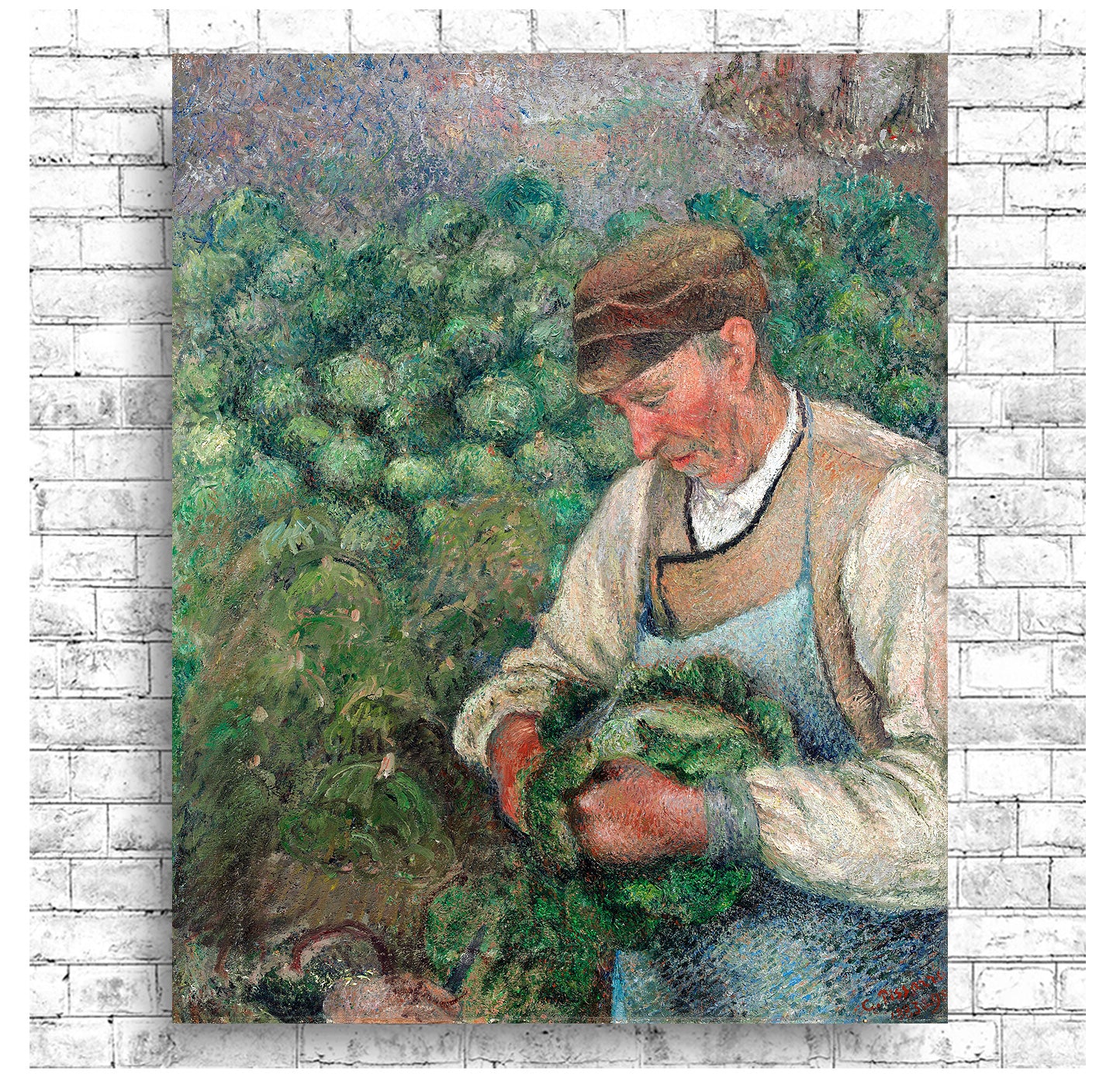 The Gardener - Old Peasant with Cabbage (1883-1895) by Camile Pissarro - Buy Print Only or Mounted with Choice of Accent Color