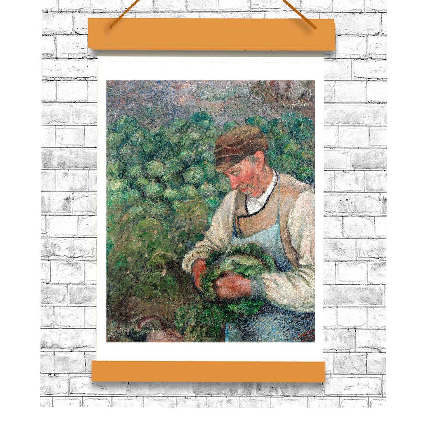 The Gardener - Old Peasant with Cabbage (1883-1895) by Camile Pissarro - Buy Print Only or Mounted with Choice of Accent Color