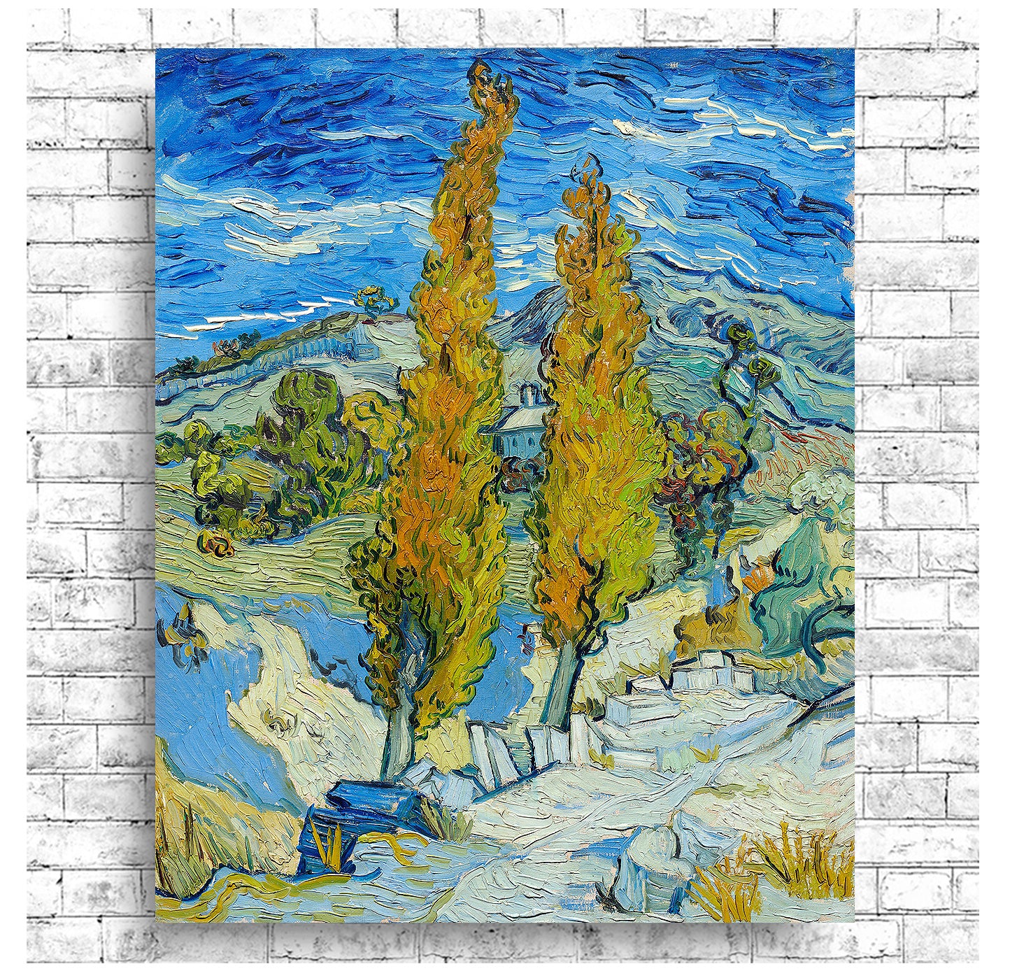 The Poplars at Saint-Rémy (1889) by Vincent Van Gogh - Buy Print Only or Mounted with Choice of Accent Color