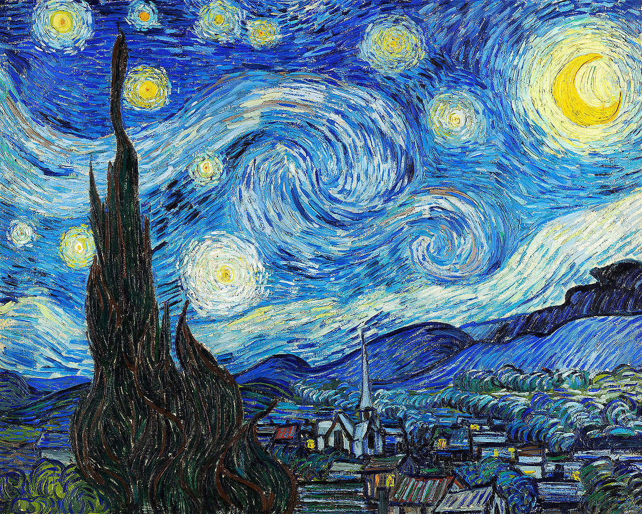 The Starry Night (1889) by Vincent van Gogh - Buy Print Only or Mounted with Choice of Accent Color