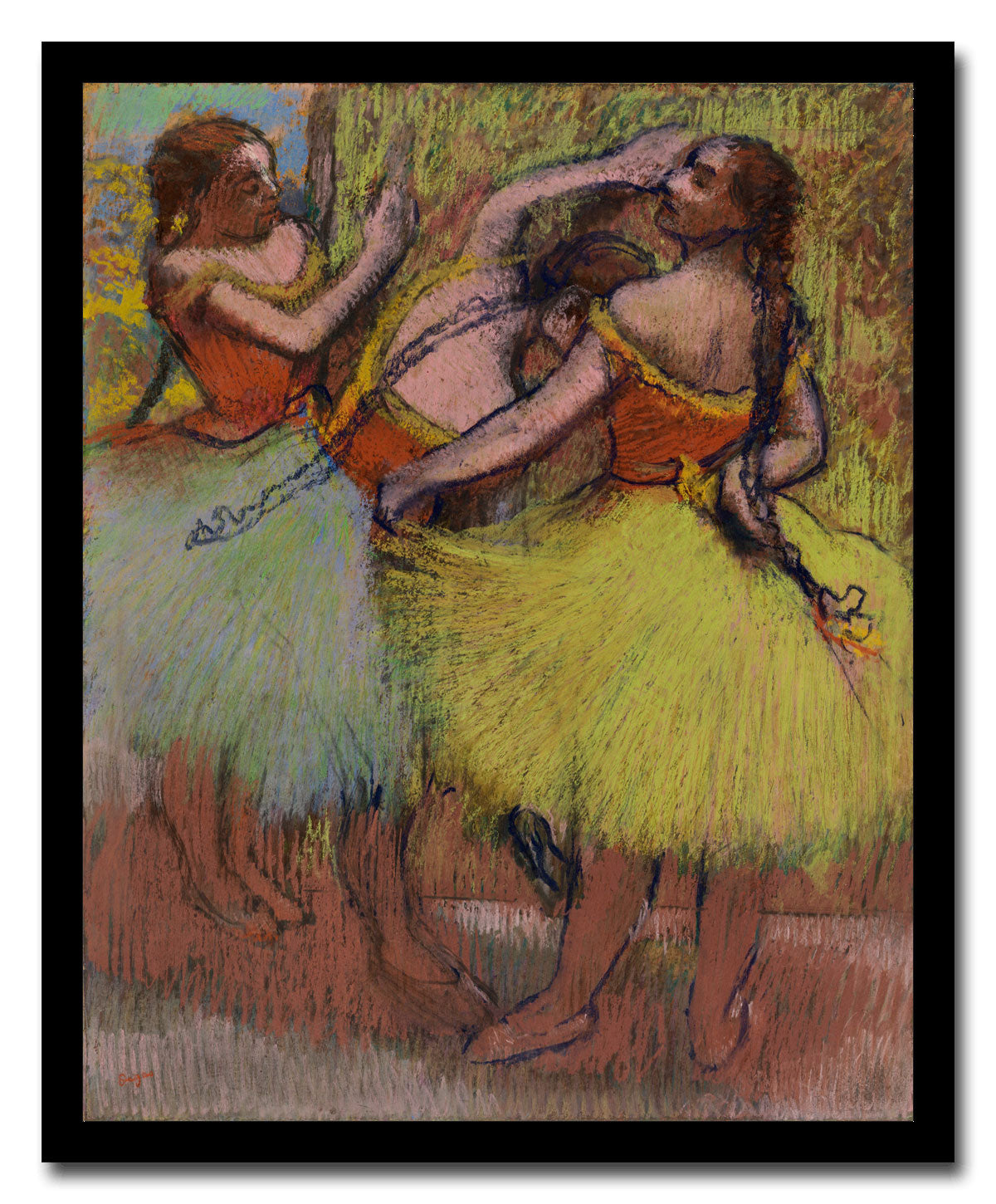 Three Dancers with Hair in Braids by Edgar Degas