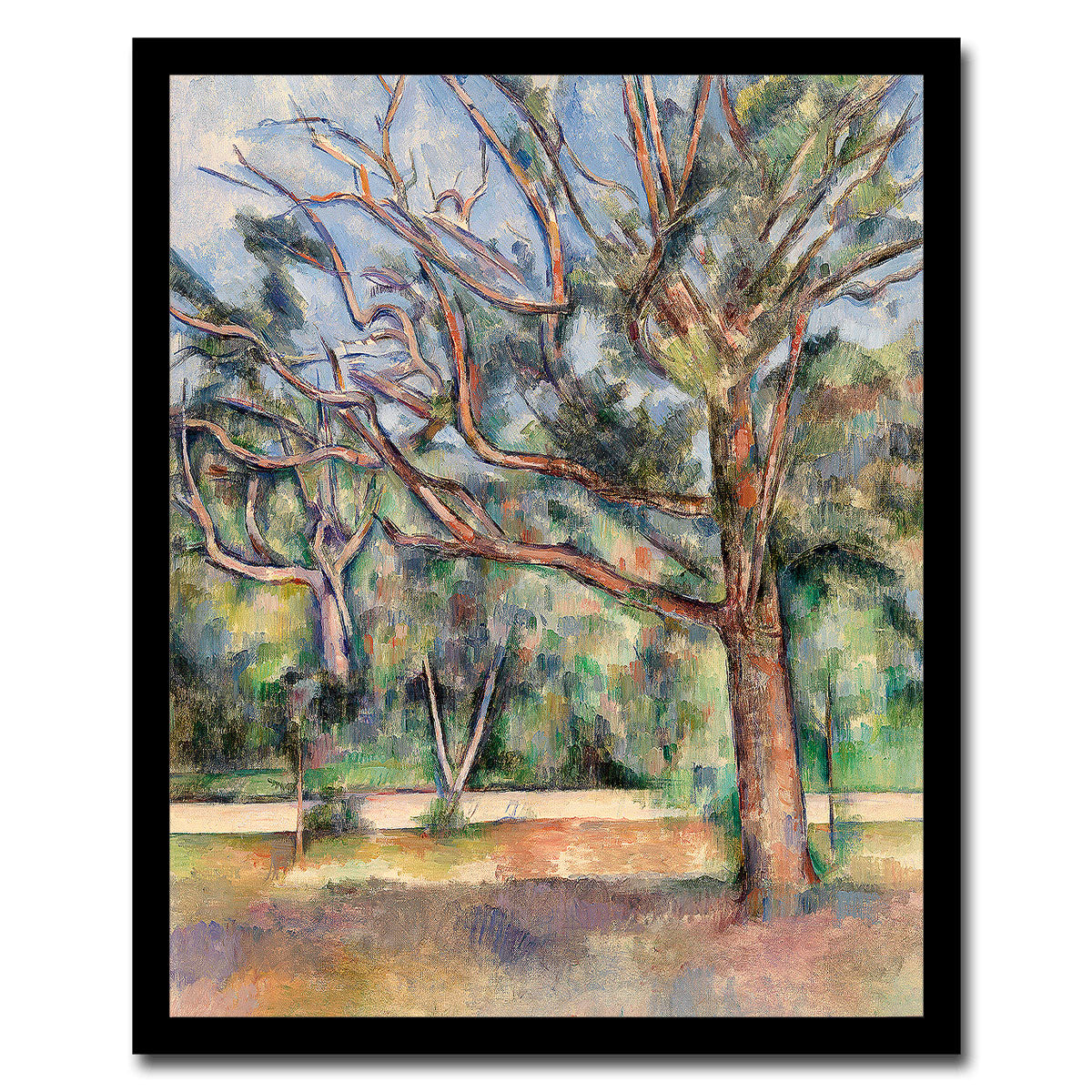 Trees and Road by Paul Cezanne - Buy Print Only or Mounted with Choice of Accent Color