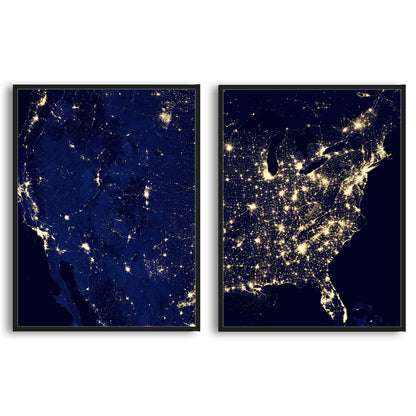 Amazing Image of the United States of America at Night  | Choose Style | Size & Trim Color