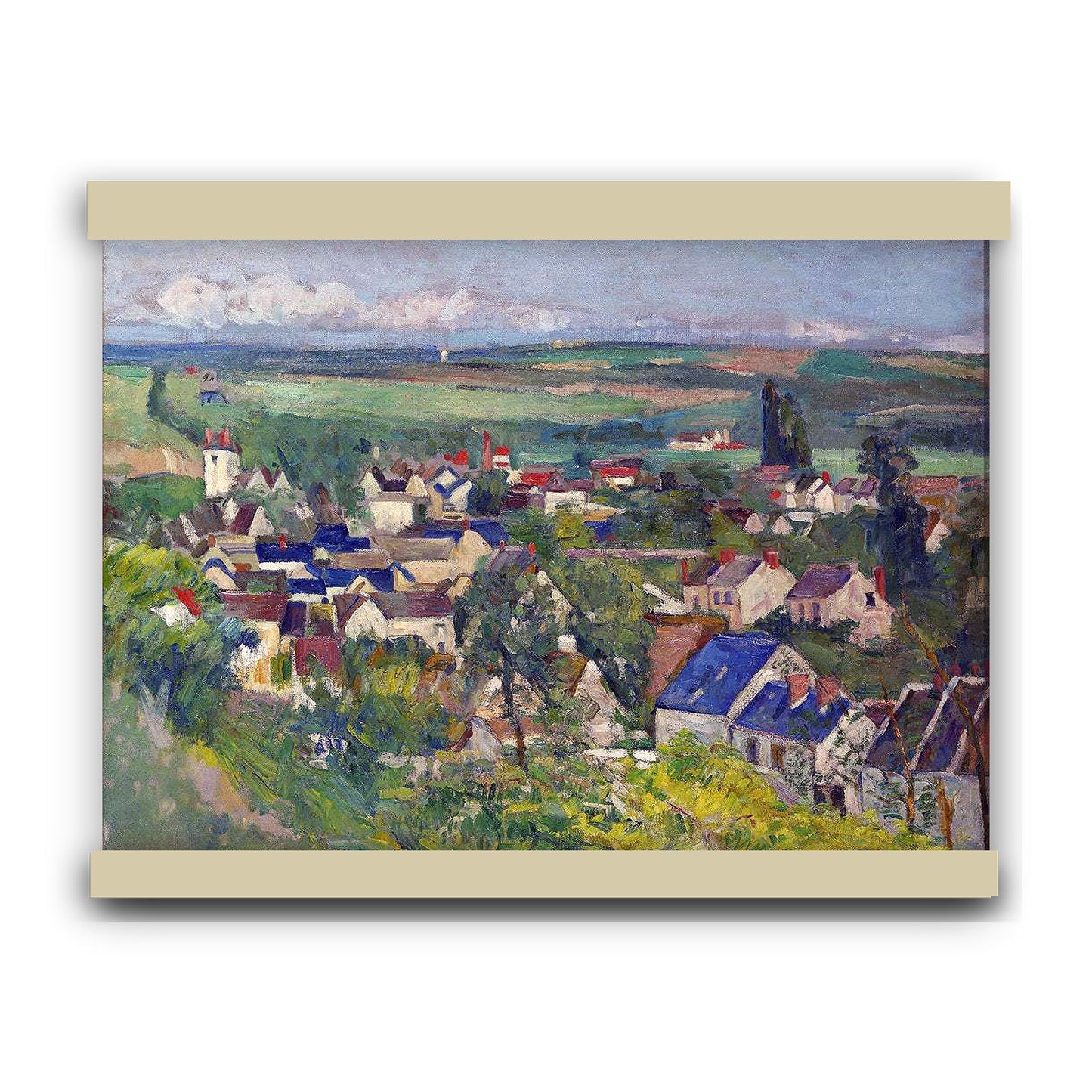 Auvers, Panoramic View (ca. 1873–1875) by Paul Cézanne | Hanging Canvas Art | Choice of Board Colors
