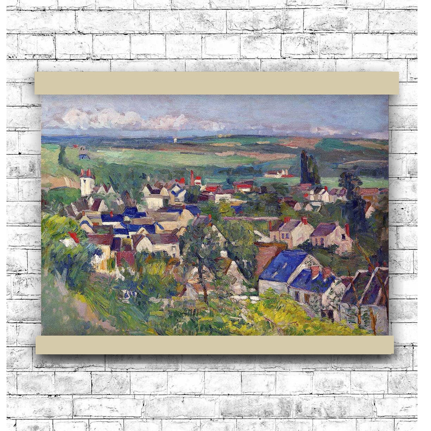Auvers, Panoramic View (ca. 1873–1875) by Paul Cézanne | Hanging Canvas Art | Choice of Board Colors