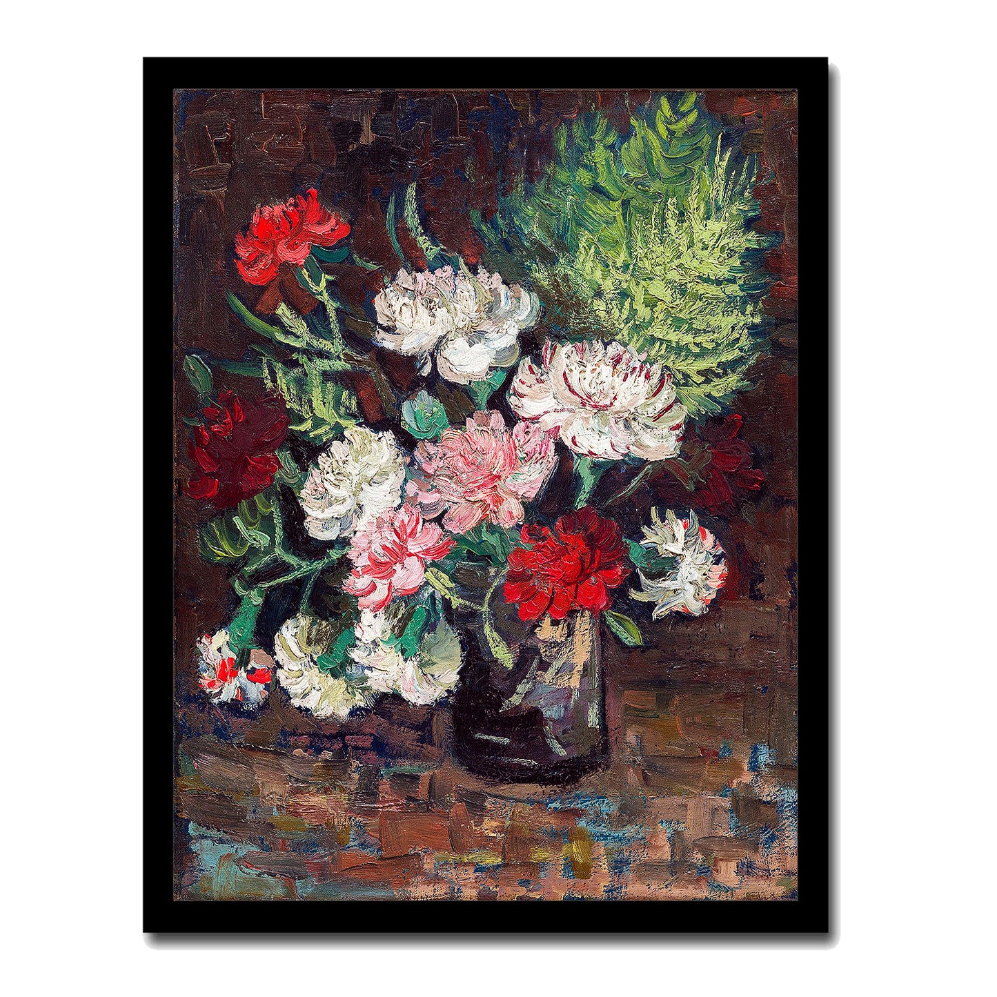 Vase with Carnations (1886) by Vincent Van Gogh - Buy Print Only or Mounted with Choice of Accent Color