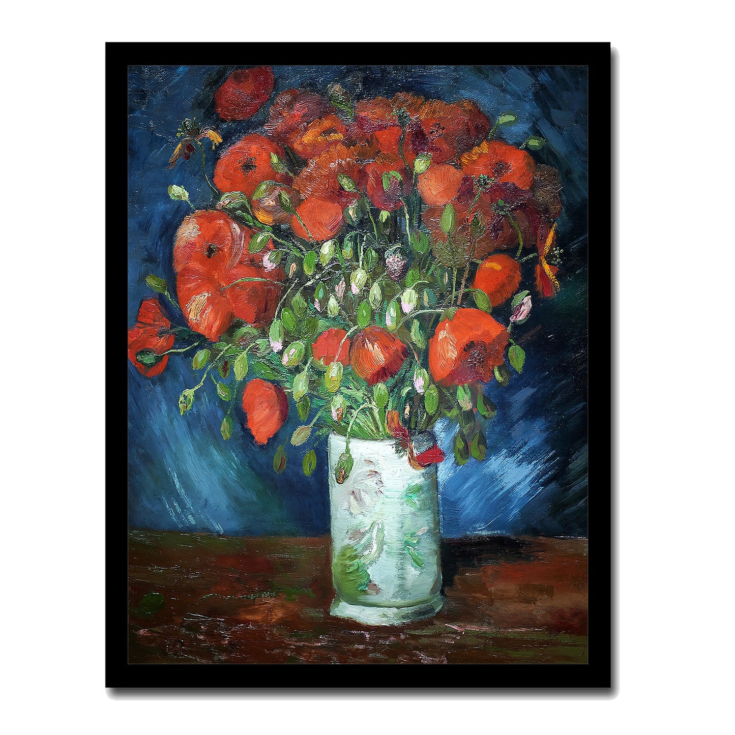 Vase with Poppies (1886) by Vincent Van Gogh - Buy Print Only or Mounted with Choice of Accent Color