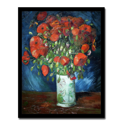 Vase with Poppies (1886) by Vincent Van Gogh - Buy Print Only or Mounted with Choice of Accent Color