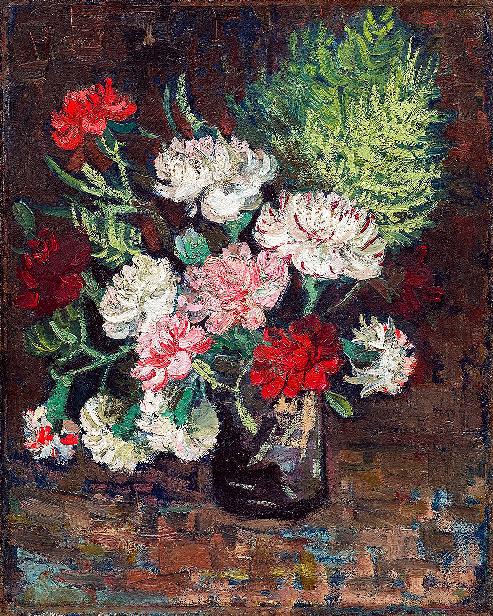 Vase with Carnations (1886) by Vincent Van Gogh - Buy Print Only or Mounted with Choice of Accent Color