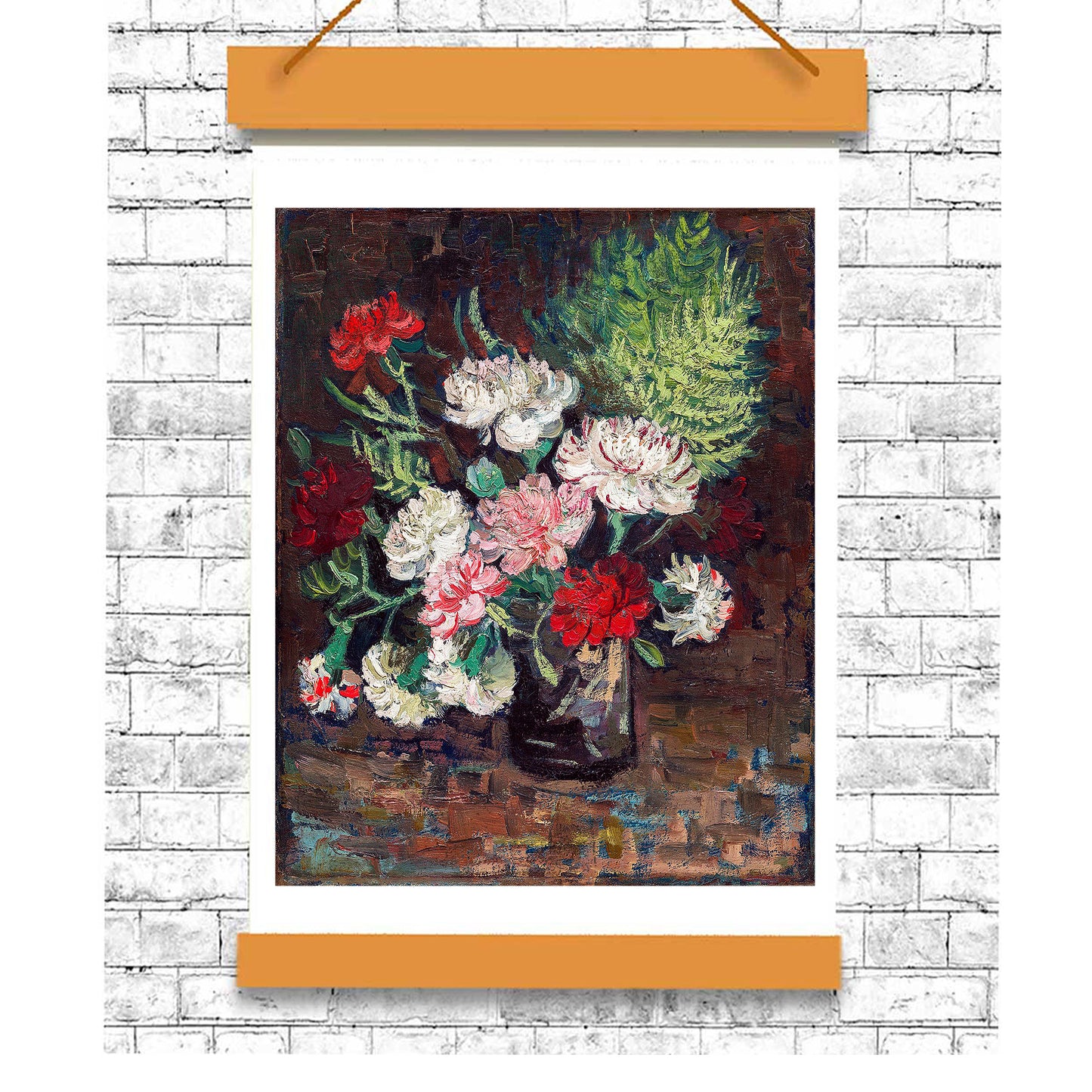 Vase with Carnations (1886) by Vincent Van Gogh - Buy Print Only or Mounted with Choice of Accent Color