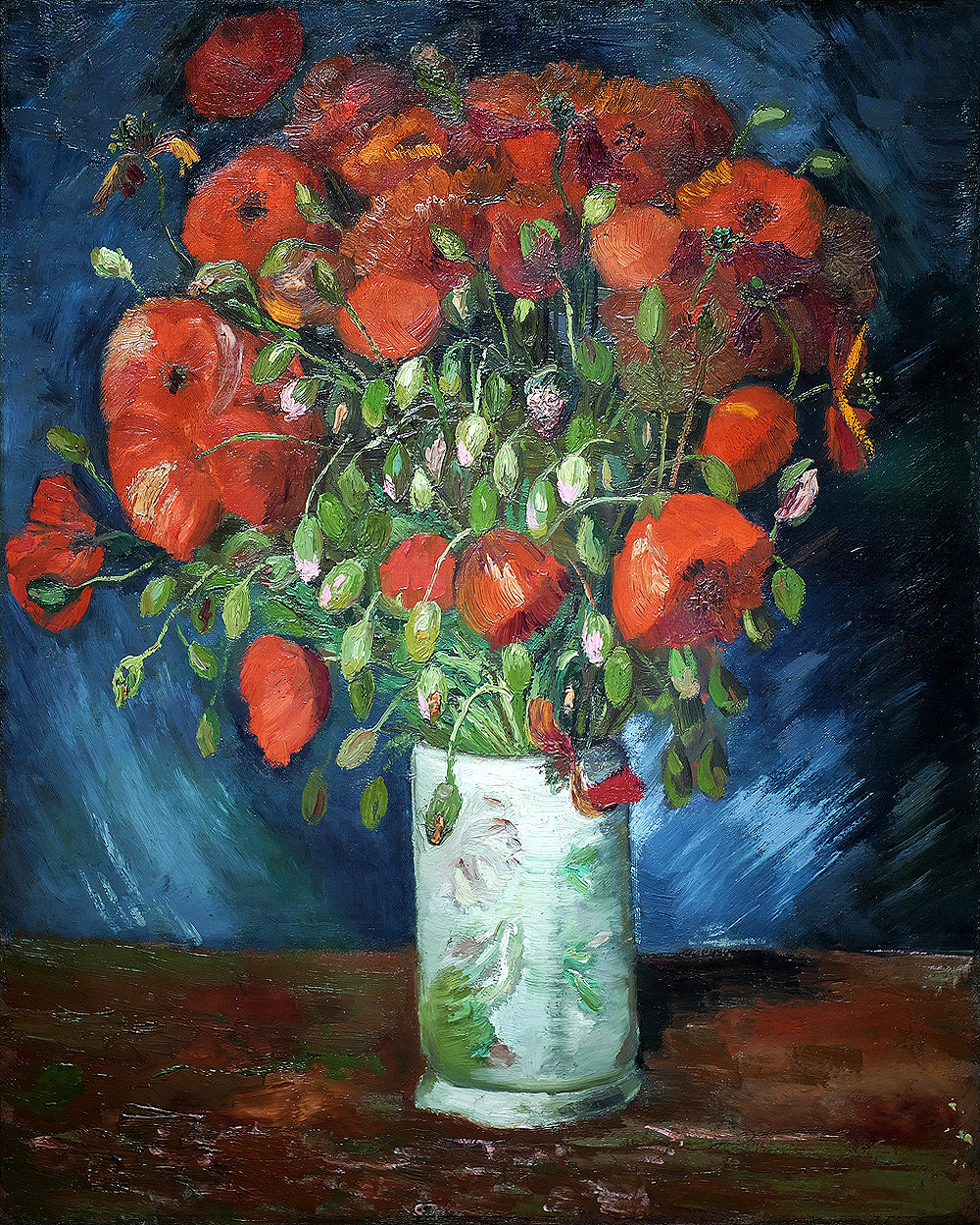 Vase with Poppies (1886) by Vincent Van Gogh - Buy Print Only or Mounted with Choice of Accent Color