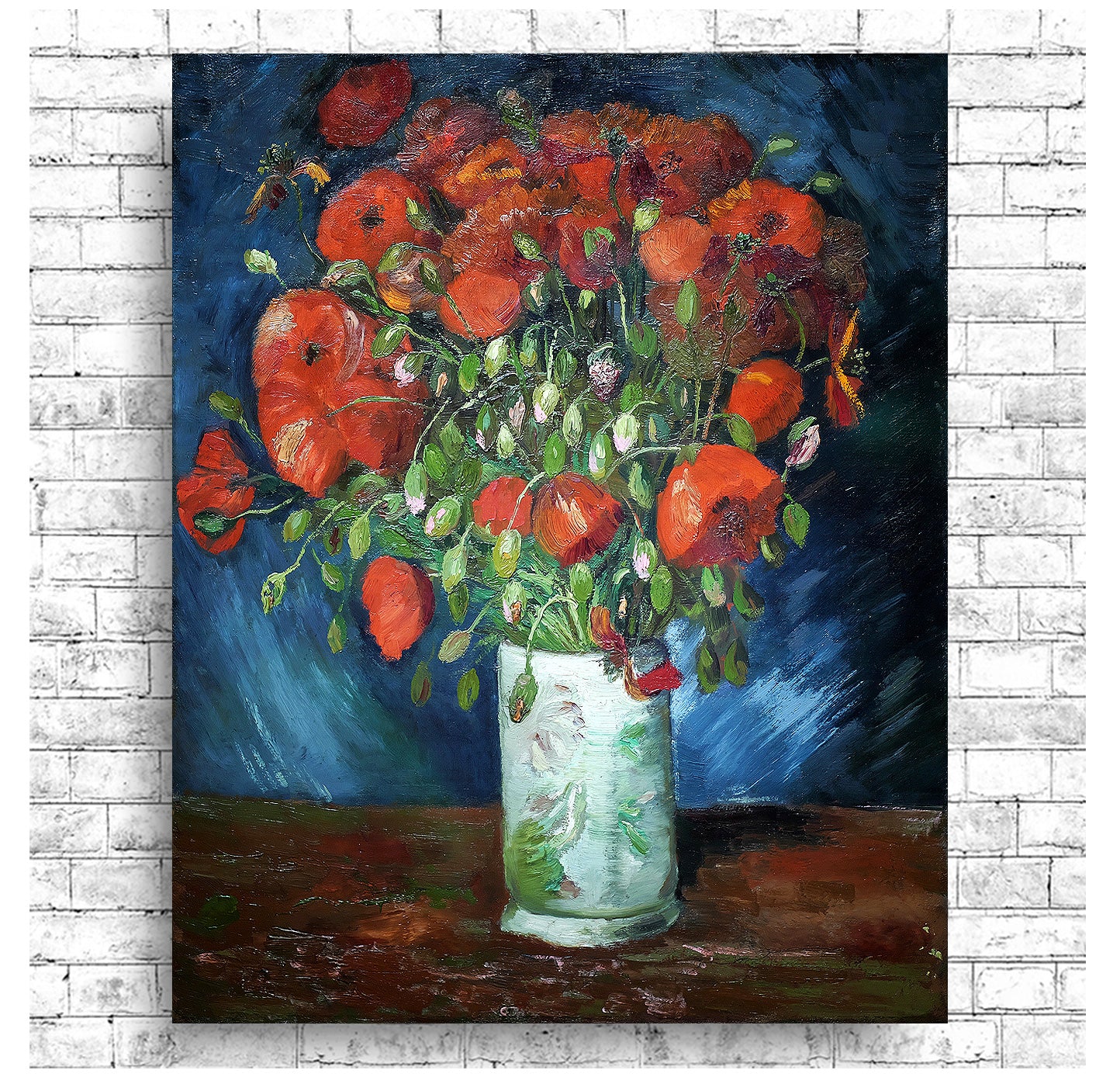 Vase with Poppies (1886) by Vincent Van Gogh - Buy Print Only or Mounted with Choice of Accent Color