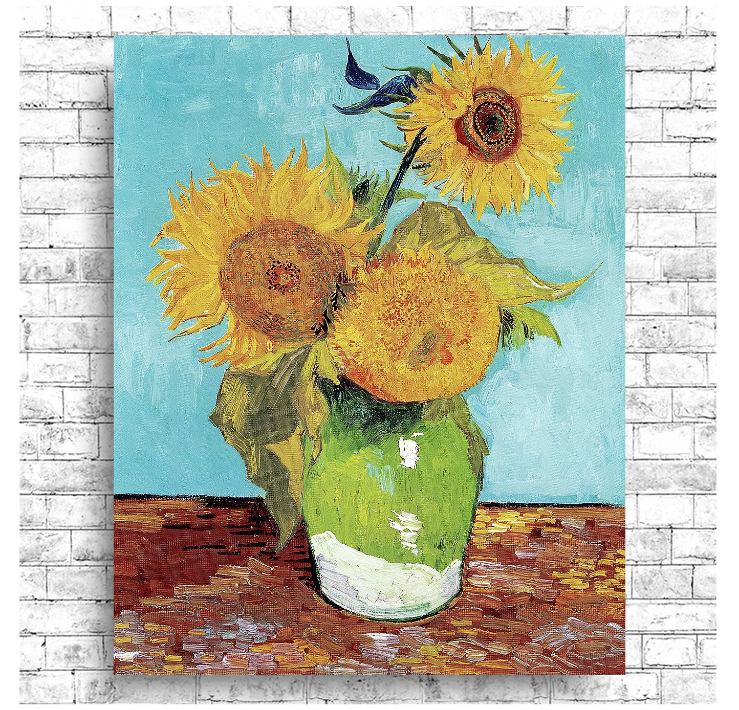 Vase-with-Three-Sunflowers-(1888) by Vincent Van Gogh - Buy Print Only or Mounted with Choice of Accent Color