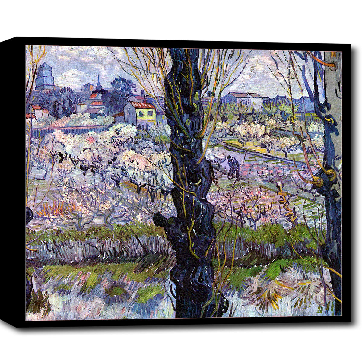 View of Arles, Flowering Orchards (1889) by Vincent van Gogh - Buy Print Only or Mounted with Choice of Accent Color