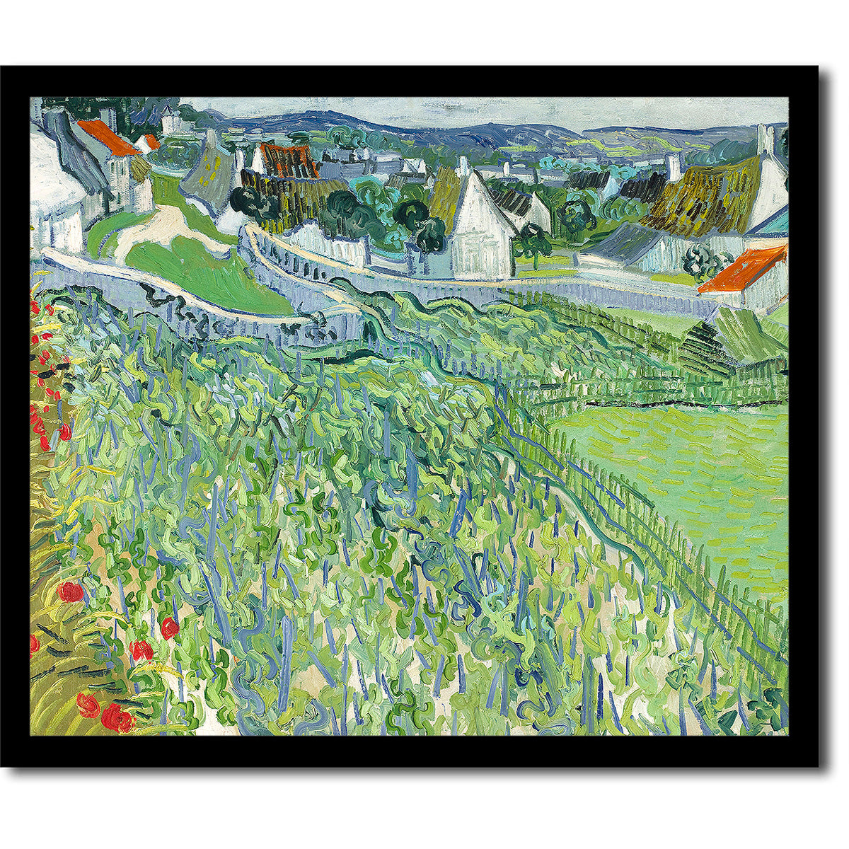 Vineyards at Auvers (1890) by Vincent van Gogh - Buy Print Only or Mounted with Choice of Accent Color