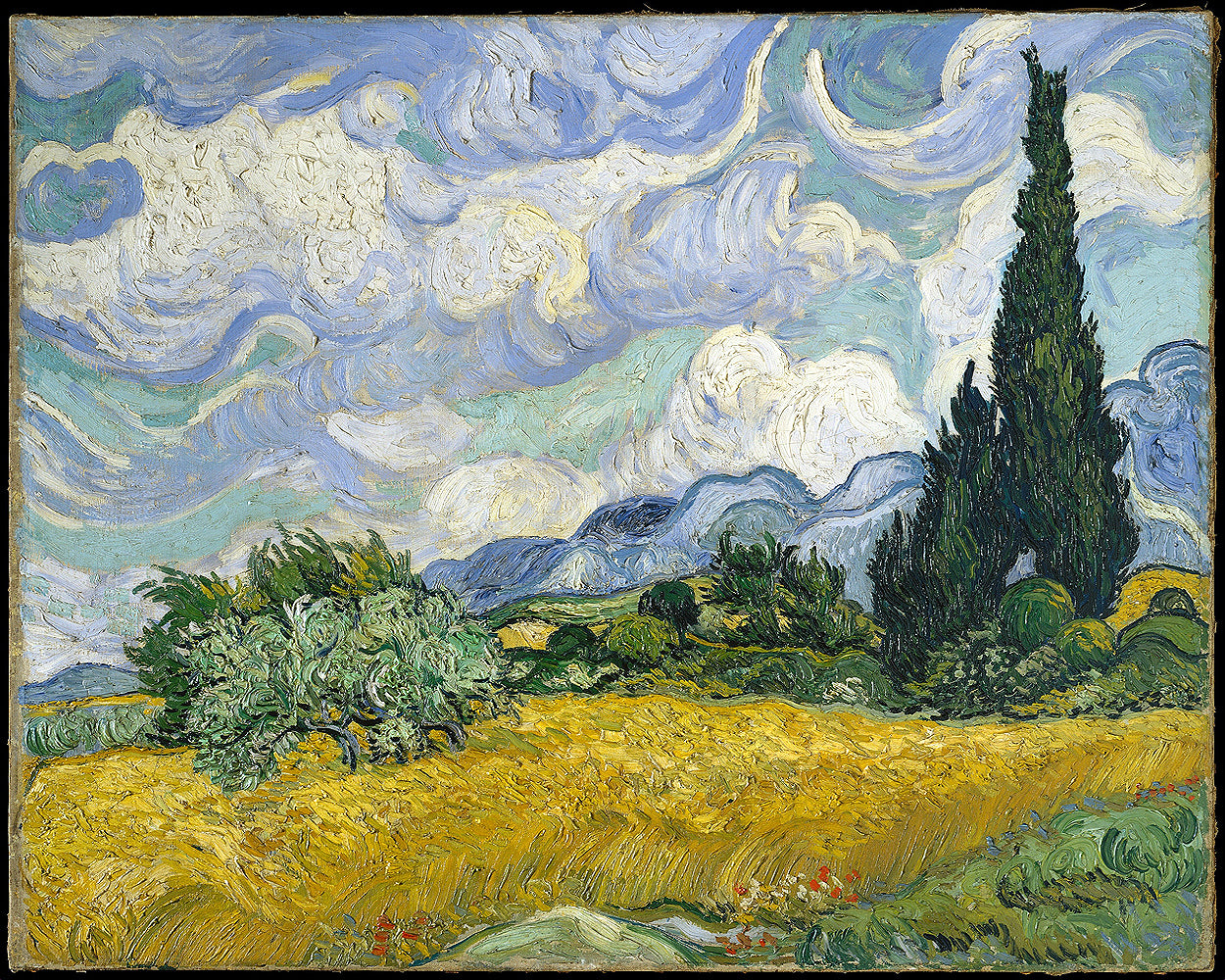 Wheat Field with Cypresses by Vincent van Gogh - Buy Print Only or Mounted with Choice of Accent Color