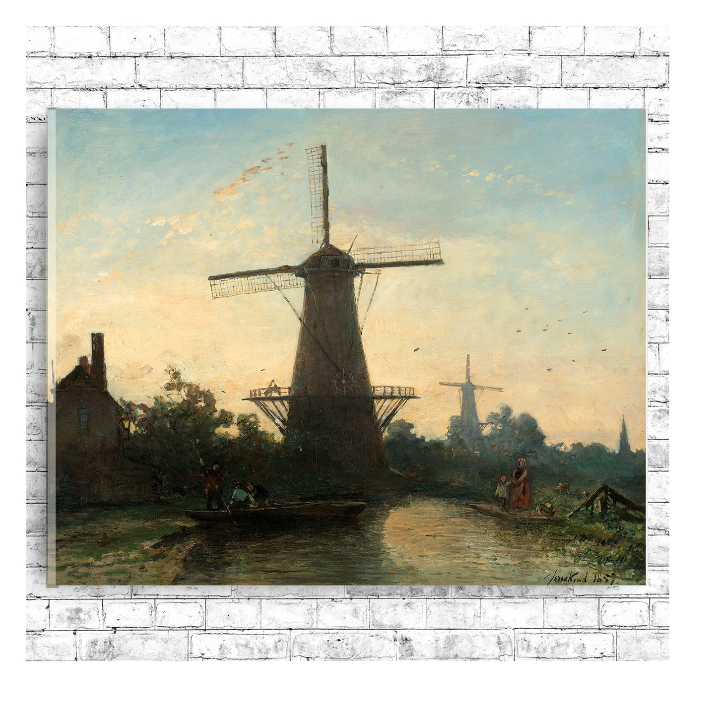 Windmills near Rotterdam (1857) by Johan Jongkind- Buy Print Only or Mounted with Choice of Accent Color