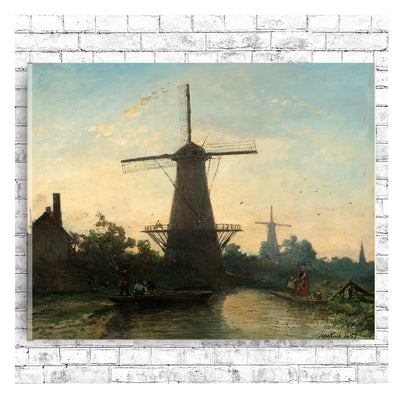 Windmills near Rotterdam (1857) by Johan Jongkind- Buy Print Only or Mounted with Choice of Accent Color