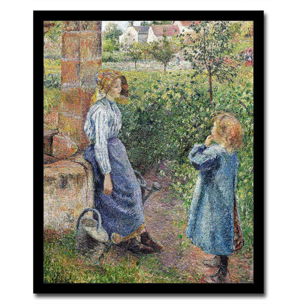 Woman and Child at the Well (1882) by Camile Pissarro - Buy Print Only or Mounted with Choice of Accent Color