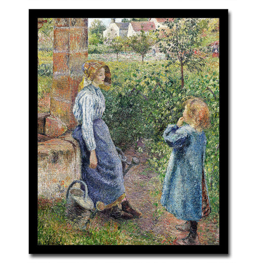 Woman and Child at the Well (1882) by Camile Pissarro - Buy Print Only or Mounted with Choice of Accent Color