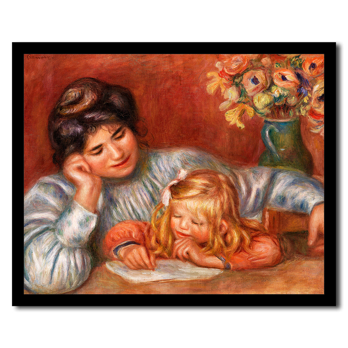 Writing Lesson by Pierre Renoir - Buy Print Only or Mounted with Choice of Accent Color