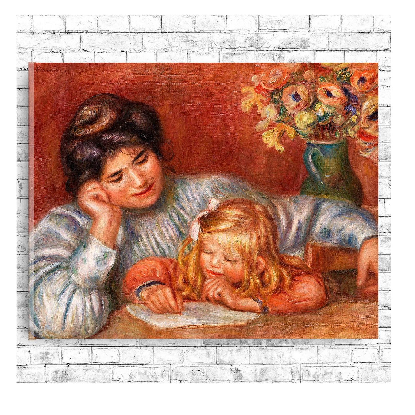 Writing Lesson by Pierre Renoir - Buy Print Only or Mounted with Choice of Accent Color