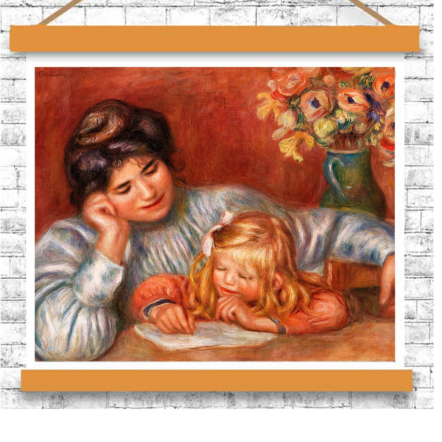 Writing Lesson by Pierre Renoir - Buy Print Only or Mounted with Choice of Accent Color