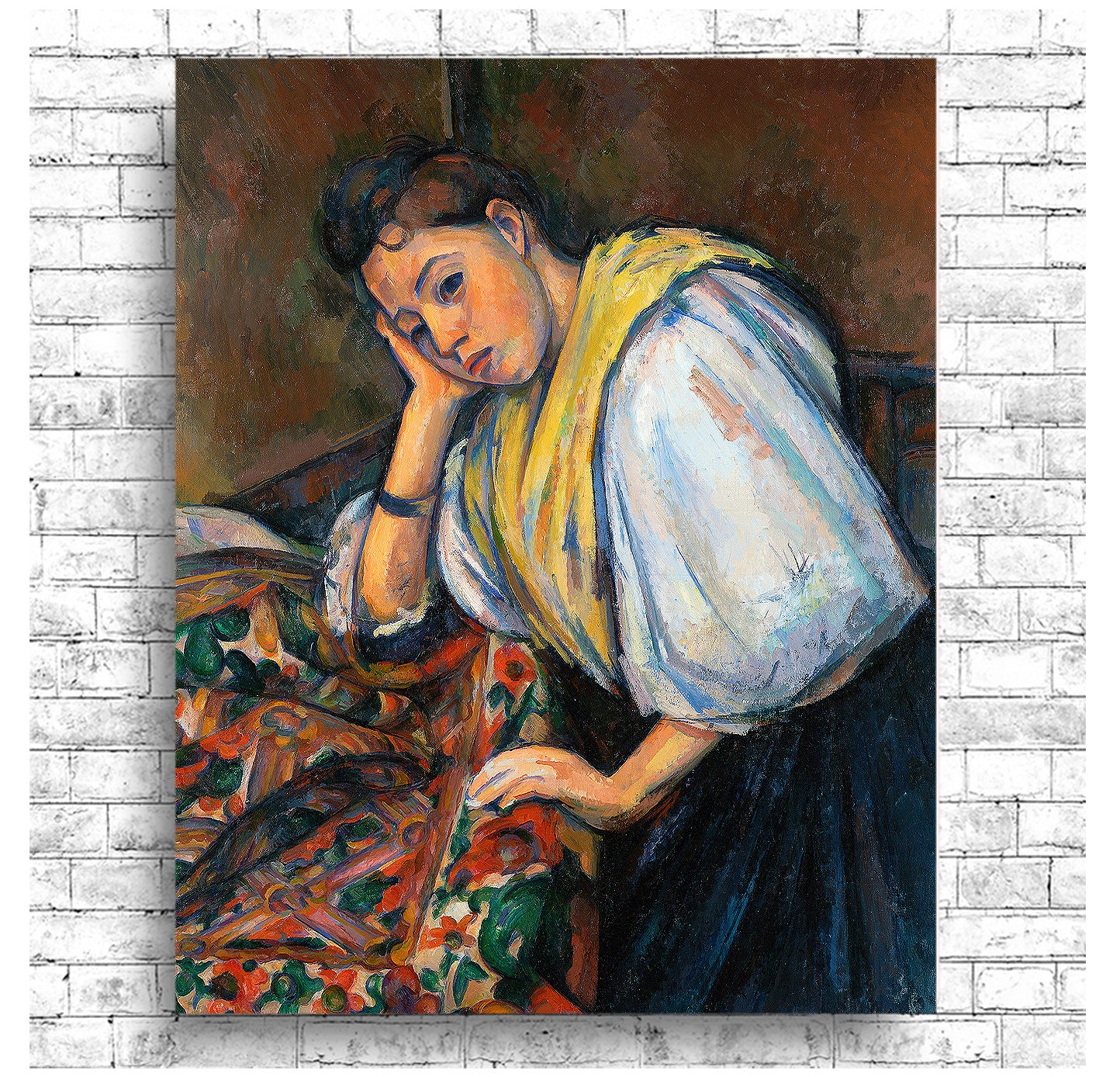 Young Italian Woman at a Table (ca. 1895–1900) by Paul Cezanne - Buy Print Only or Mounted with Choice of Accent Color