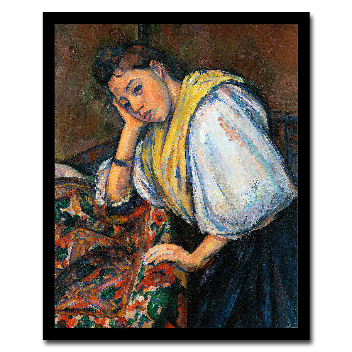 Young Italian Woman at a Table (ca. 1895–1900) by Paul Cezanne - Buy Print Only or Mounted with Choice of Accent Color