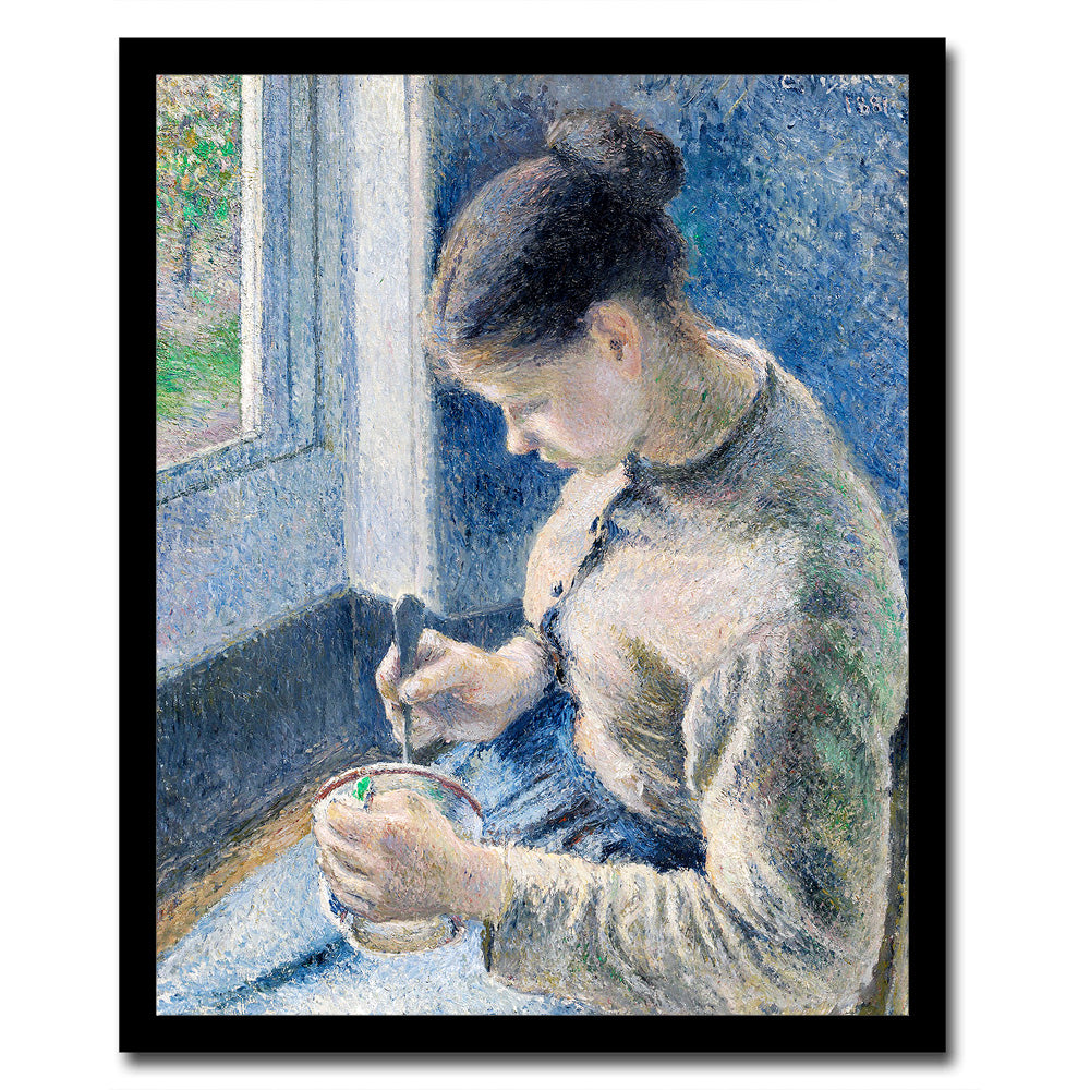 Young Peasant Having Her Coffee (1881) by Camile Pissarro - Buy Print Only or Mounted with Choice of Accent Color