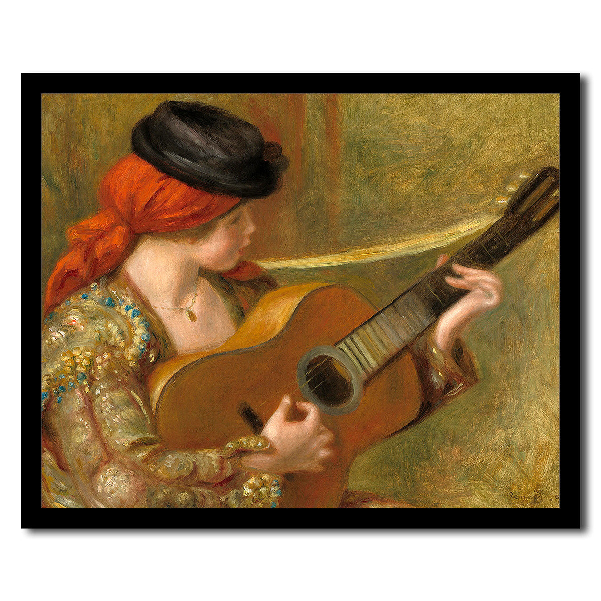 Young Spanish Woman with a Guitar (1898) by Pierre Renoir - Buy Print Only or Mounted with Choice of Accent Color