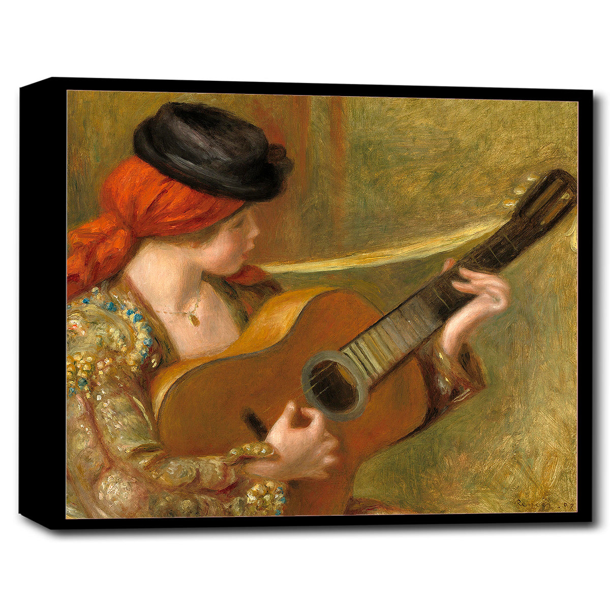 Young Spanish Woman with a Guitar (1898) by Pierre Renoir - Buy Print Only or Mounted with Choice of Accent Color
