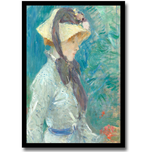 Young Woman with a Straw Hat (1884) by Berthe Morisot - Buy Print Only or Mounted with Choice of Accent Color