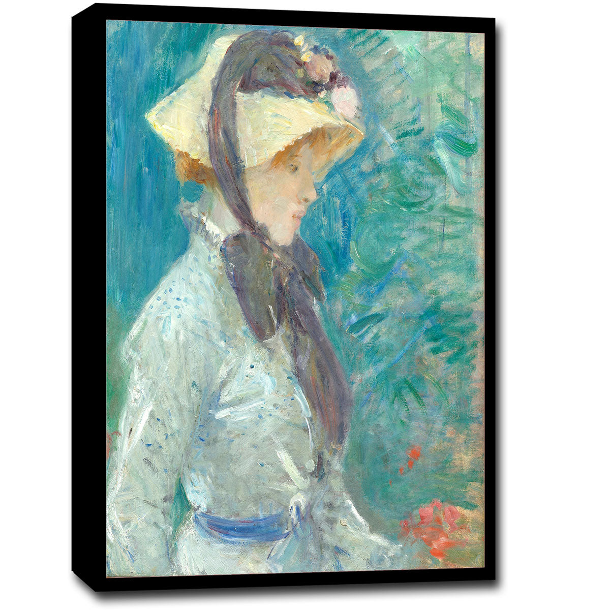 Young Woman with a Straw Hat (1884) by Berthe Morisot - Buy Print Only or Mounted with Choice of Accent Color