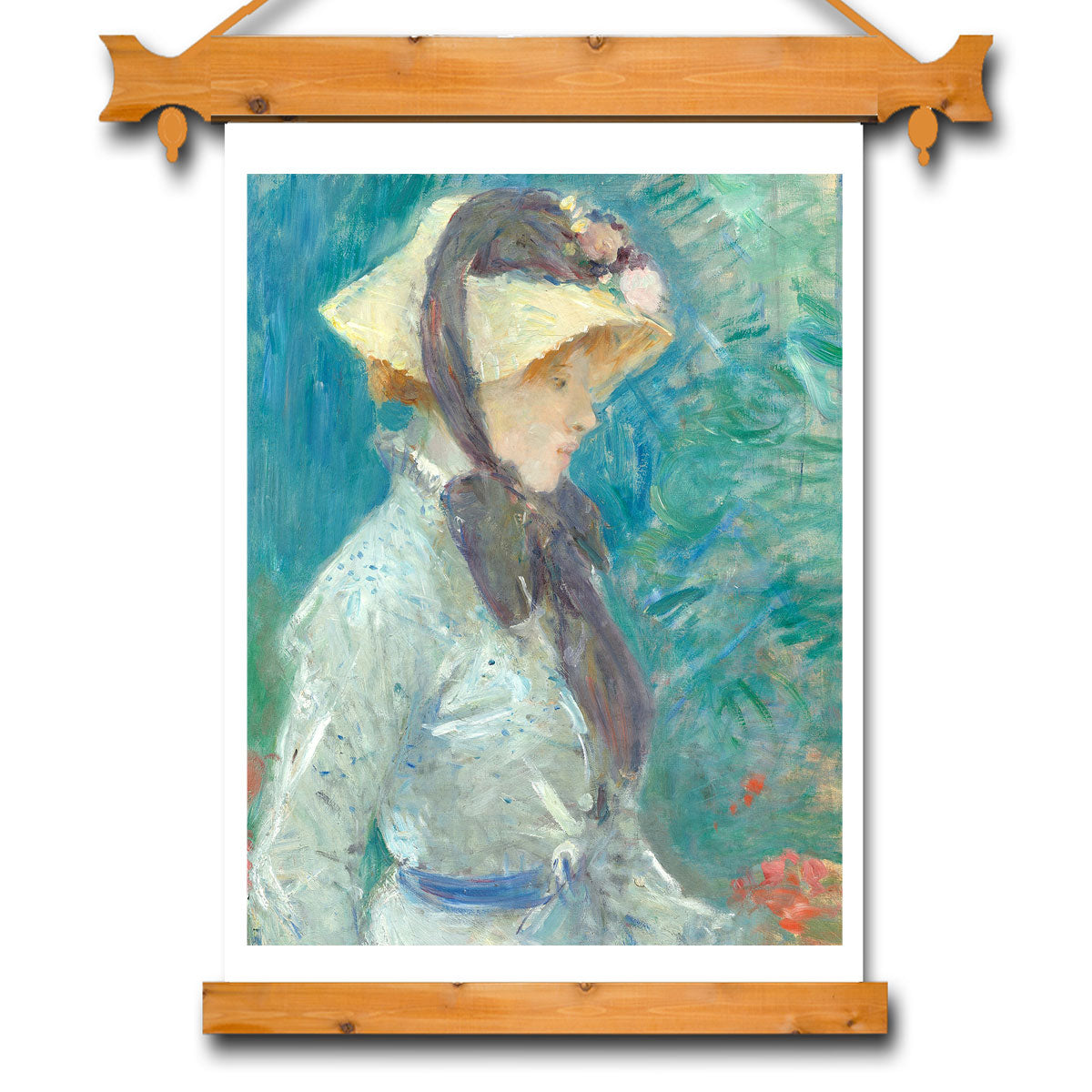 Young Woman with a Straw Hat (1884) by Berthe Morisot - Buy Print Only or Mounted with Choice of Accent Color