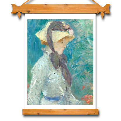 Young Woman with a Straw Hat (1884) by Berthe Morisot - Buy Print Only or Mounted with Choice of Accent Color