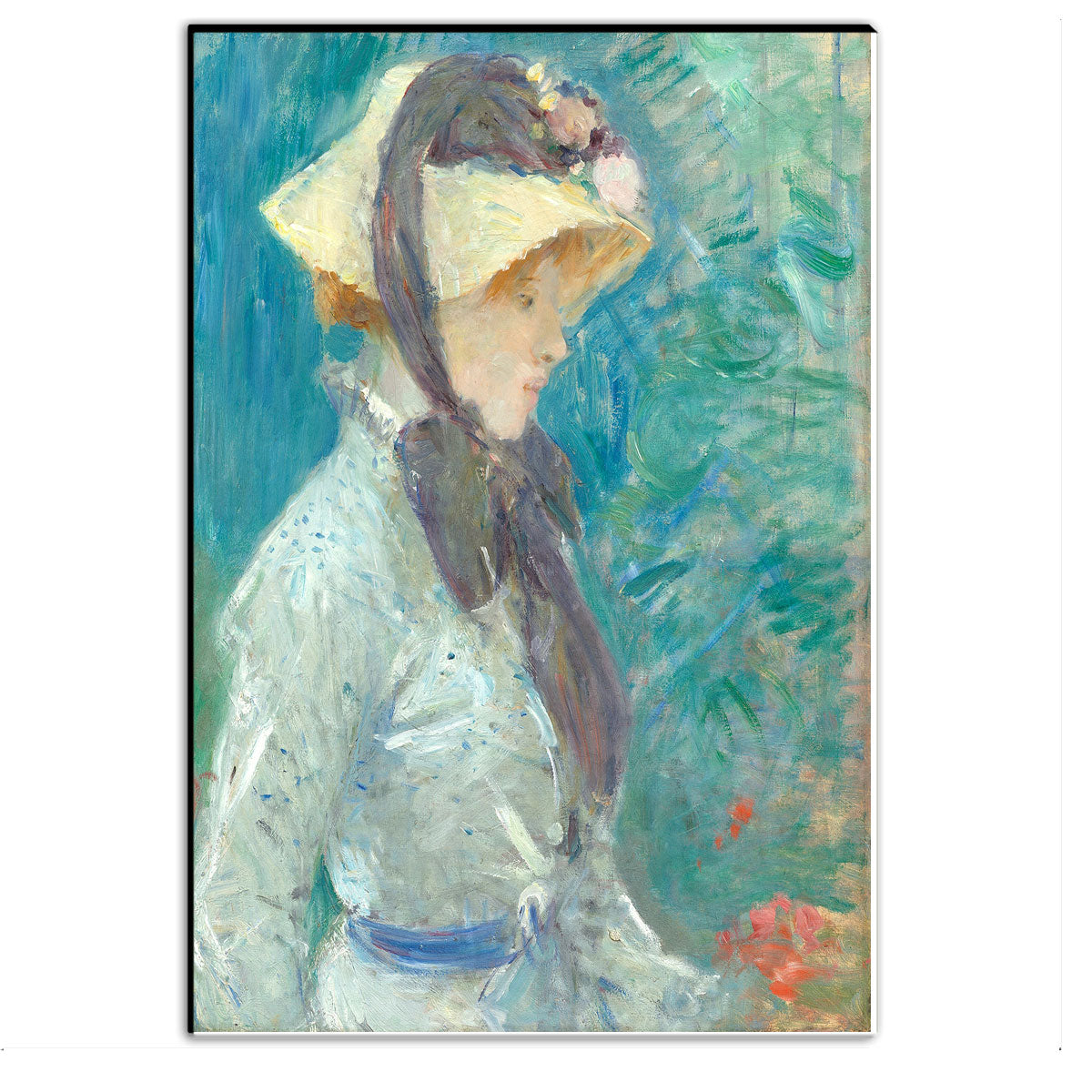 Young Woman with a Straw Hat (1884) by Berthe Morisot - Buy Print Only or Mounted with Choice of Accent Color