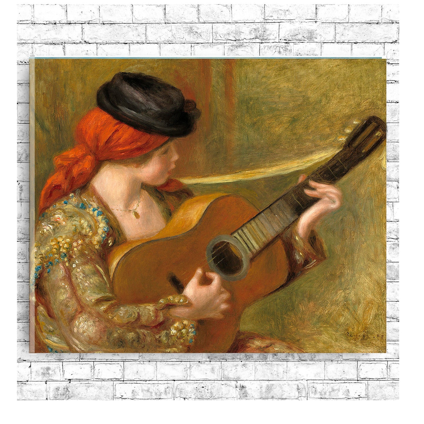 Young Spanish Woman with a Guitar (1898) by Pierre Renoir - Buy Print Only or Mounted with Choice of Accent Color
