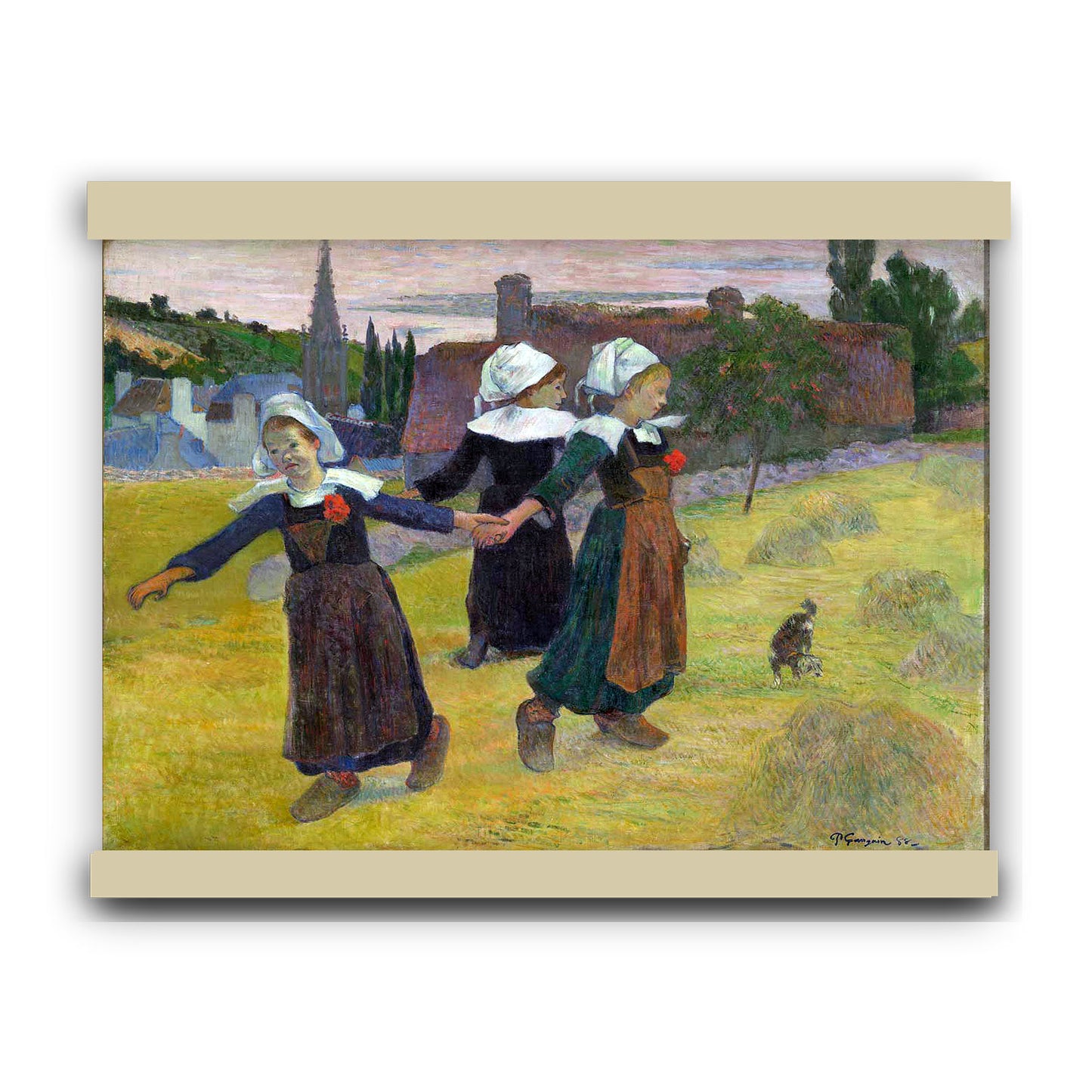 Breton Girls Dancing by Paul Gauguin 1888 | Hanging Canvas Art | Choice of Board Colors