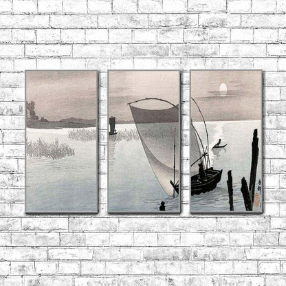 Fishing boats at full moon (1900–1910) by Ohara Koson