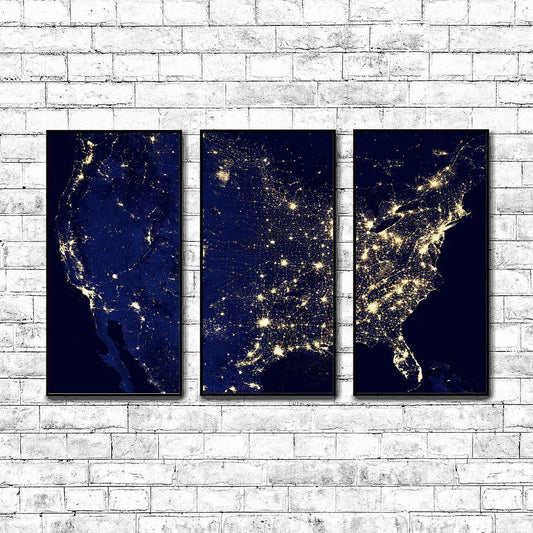 Amazing Image of the United States of America at Night  | Choose Style | Size & Trim Color