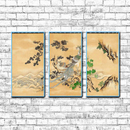 Phoenixes and Paulownia-(18th-century) Japanese Painting by Kano Tanshin